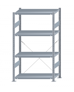 Fachbodenregal Stecksystem, Grundregal, einseitig nutzbar, H1800xB1000xT500, 4 Fachböden, Fachlast 250kg, sendzimirverzinkt