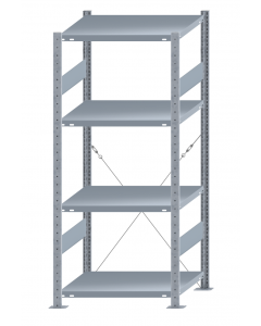 Fachbodenregal Stecksystem, Grundregal, einseitig nutzbar, H1800xB750xT600, 4 Fachböden, Fachlast 250kg, sendzimirverzinkt