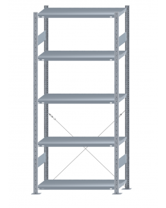 Fachbodenregal Stecksystem, Grundregal, einseitig nutzbar, H2300xB1000xT400, 5 Fachböden, Fachlast 250kg, sendzimirverzinkt