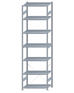 Fachbodenregal Stecksystem, Grundregal, einseitig nutzbar, H3500xB1000xT600, 7 Fachböden, Fachlast 250kg, sendzimirverzinkt