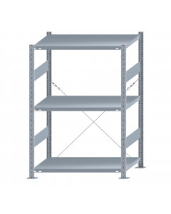 Fachbodenregal Stecksystem, Grundregal, einseitig nutzbar, H1500xB1000xT600 mm, 3 Fachböden, Fachlast 250 kg, sendzimirverzinkt